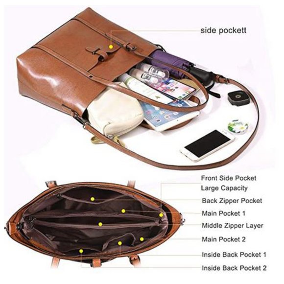 Large Handbag PURSE w/ Shoulder Strap & Top-Handle - Picture 3 of 4